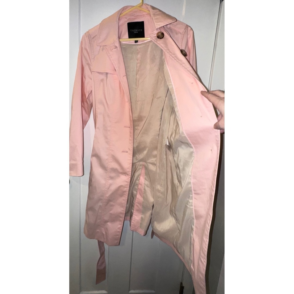 Talbots Petite light Pink Cotton Blend Belted Trench Coat Jacket SP PH5289 - Picture 7 of 14